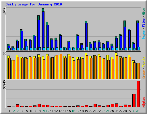 Daily usage for January 2010