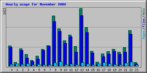 Hourly usage for November 2009