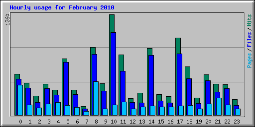 Hourly usage for February 2010